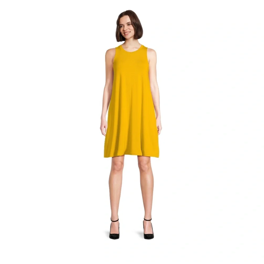 Time and Tru Women’s Sleeveless Autumn Gold Knit Swing Dress XL NEW